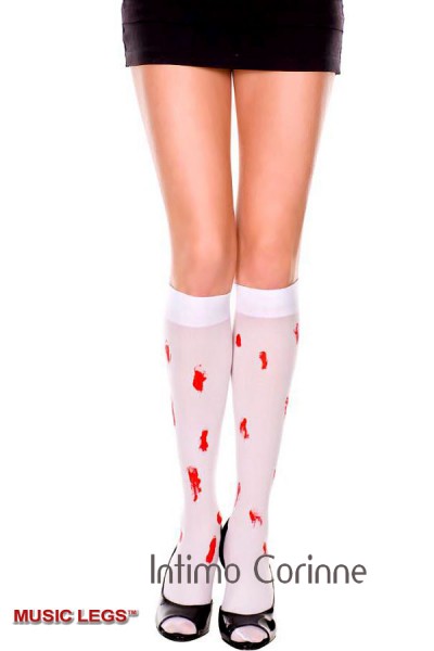 Music leg: gambaletto con finte gocce di sangue. Music leg: gambaletto con finte gocce di sangue.