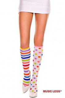 Music Legs: gambaletti multicolore a righe e pois. Music Legs: gambaletti multicolore a righe e pois.