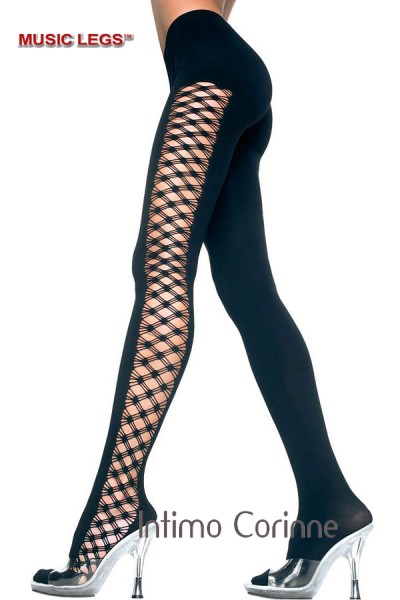 Music Legs: collant opaco con inserto a rete laterale. Music Legs: collant opaco con inserto a rete laterale.