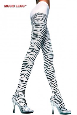 Music Legs: collant bianco zebrato. Music Legs: collant bianco zebrato.