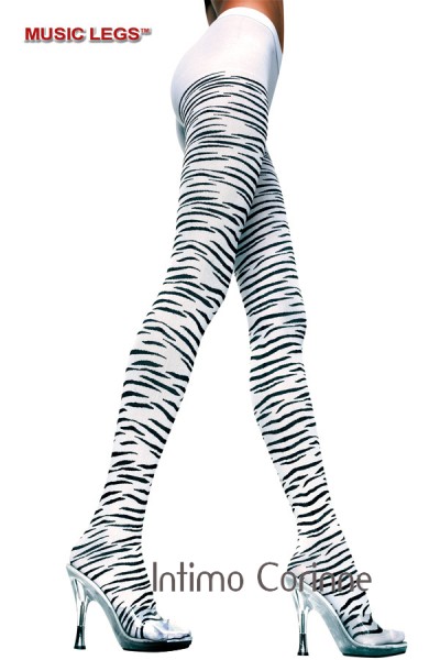 Music Legs: collant bianco zebrato.