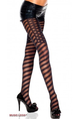 Music Legs: collant velati con motivo bandiera americana. Music Legs: collant velati con motivo bandiera americana.