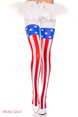 Music Legs: collant con disegno bandiera americana. Music Legs: collant con disegno bandiera americana.