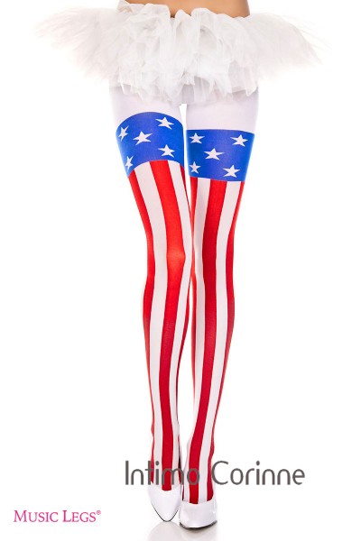 Music Legs: collant con disegno bandiera americana. Music Legs: collant con disegno bandiera americana.