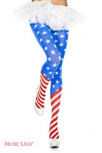 Music Legs: collant con disegno bandiera americana. Music Legs: collant con disegno bandiera americana.