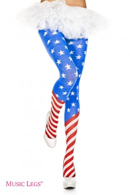Music Legs: collant con disegno bandiera americana. Music Legs: collant con disegno bandiera americana.