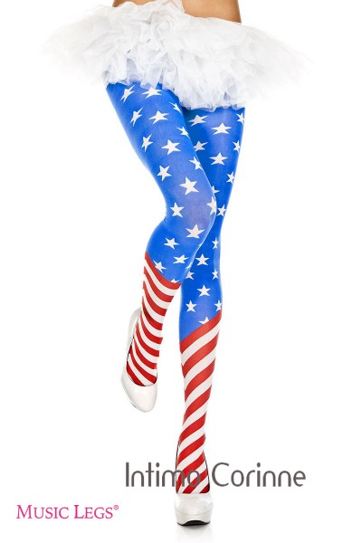 Music Legs: collant con disegno bandiera americana. Music Legs: collant con disegno bandiera americana.