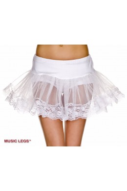 Music Legs: sottogonna in microrete con bordi in pizzo. Bianco Music Legs: sottogonna in microrete con bordi in pizzo. Bianco