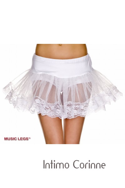 Music Legs: sottogonna in microrete con bordi in pizzo. Bianco Music Legs: sottogonna in microrete con bordi in pizzo. Bianco
