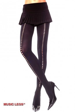 Music Legs: collant nero con righe traforate. Music Legs: collant nero con righe traforate.