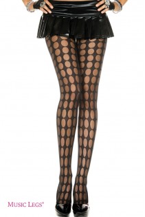 Music Legs: collant nero con disegno fori velati. Music Legs: collant nero con disegno fori velati.