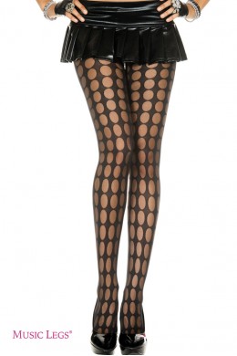 Music Legs: collant nero con disegno fori velati. Music Legs: collant nero con disegno fori velati.