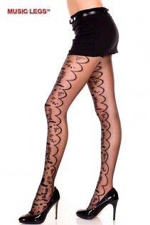 Music Legs: collant velato con disegni floreali. Music Legs: collant velato con disegni floreali.
