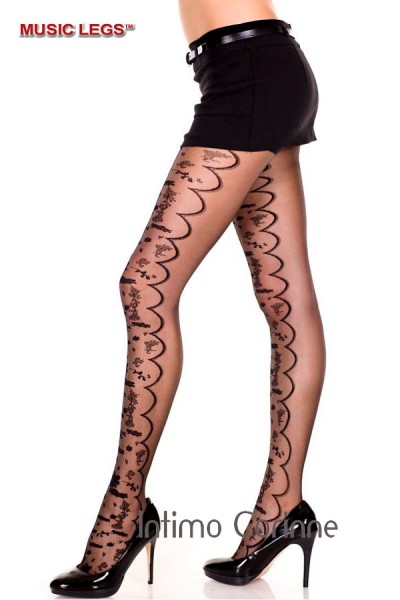 Music Legs: collant velato con disegni floreali. Music Legs: collant velato con disegni floreali.