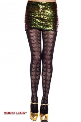 Music Legs: collant con cuori traforati.