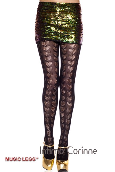 Music Legs: collant con cuori traforati.