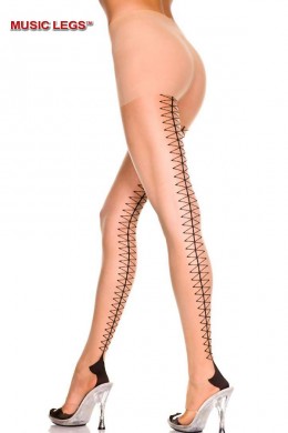 Music Legs: collant con tallone cubano e finta stringatura. Music Legs: collant con tallone cubano e finta stringatura.