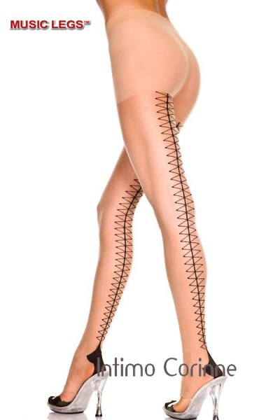 Music Legs: collant con tallone cubano e finta stringatura. Music Legs: collant con tallone cubano e finta stringatura.