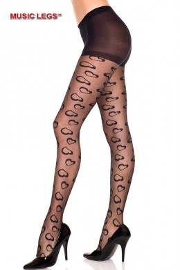 Music leg: collant velato con cuori disegnati. Music leg: collant velato con cuori disegnati.