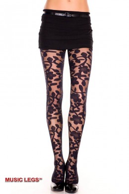 Music Legs: collant con fantasia floreale. Music Legs: collant con fantasia floreale.