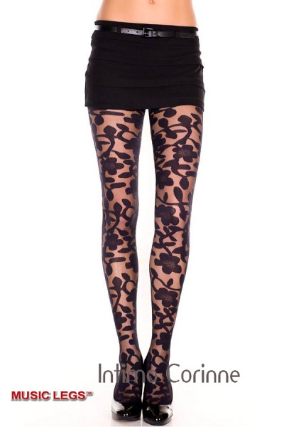 Music Legs: collant con fantasia floreale. Music Legs: collant con fantasia floreale.