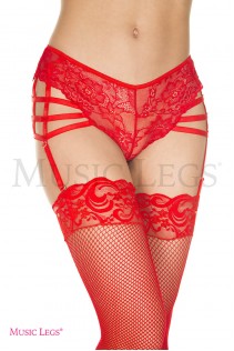 Slip reggicalze in pizzo con stringhe elastiche. Rosso Slip reggicalze in pizzo con stringhe elastiche. Rosso