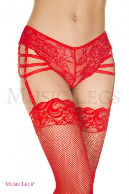 Slip reggicalze in pizzo con stringhe elastiche. Rosso Slip reggicalze in pizzo con stringhe elastiche. Rosso