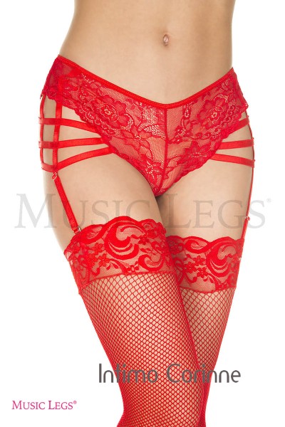 Slip reggicalze in pizzo con stringhe elastiche. Rosso Slip reggicalze in pizzo con stringhe elastiche. Rosso