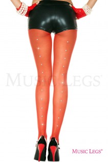 Collant velati con strass posteriori. Rosso Collant velati con strass posteriori. Rosso