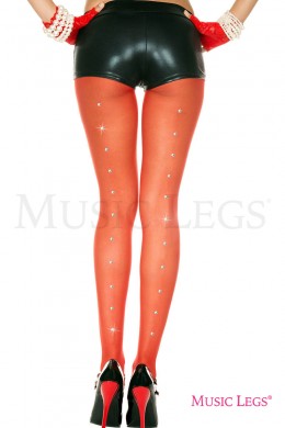 Collant velati con strass posteriori. Rosso Collant velati con strass posteriori. Rosso