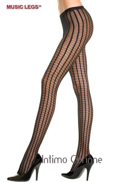 Music Legs: collant traforato con righe verticali. Music Legs: collant traforato con righe verticali.