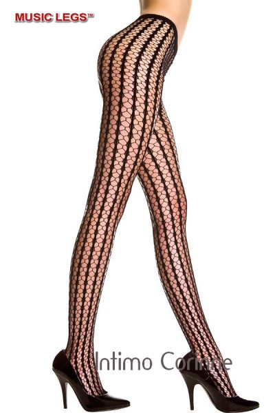 Music Legs: collant a rete esagonale con righe verticali.