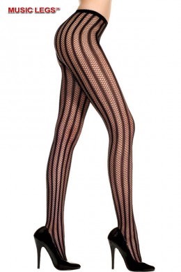 Music Legs: collant a rete con righe verticali ricamate. Music Legs: collant a rete con righe verticali ricamate.