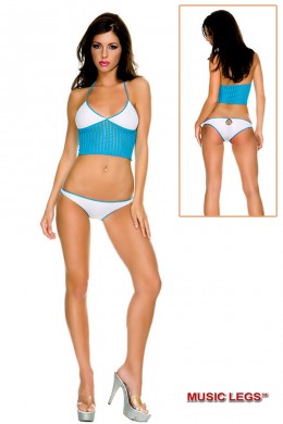 Music Legs: completino intimo top con fascia traforata e slip. Music Legs: completino intimo top con fascia traforata e slip.