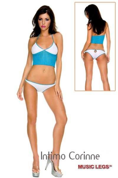 Music Legs: completino intimo top con fascia traforata e slip. Music Legs: completino intimo top con fascia traforata e slip.