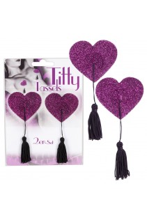 Copricapezzoli a cuore glitterati con frange. Copricapezzoli a cuore glitterati con frange.