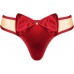 Tanga rosso con fiocco e tulle color pelle.