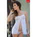 Tanya - Babydoll in tulle e pizzo con perizoma. Bianco Tanya - Babydoll in tulle e pizzo con perizoma. Bianco