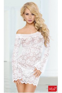 Chemise Lamia in pizzo a maniche lunghe. Bianco Chemise Lamia in pizzo a maniche lunghe. Bianco