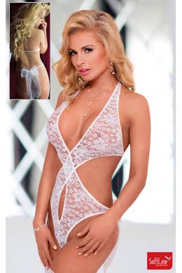Softline - Body in pizzo con incrocio. Bianco Softline - Body in pizzo con incrocio. Bianco