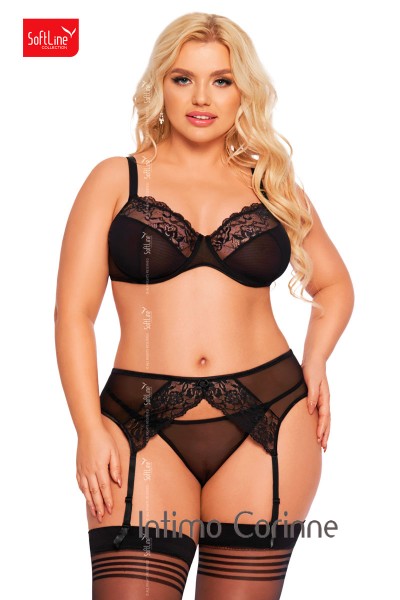 Intimo 3 pezzi in tulle con pizzo. Plus Size Intimo 3 pezzi in tulle con pizzo. Plus Size