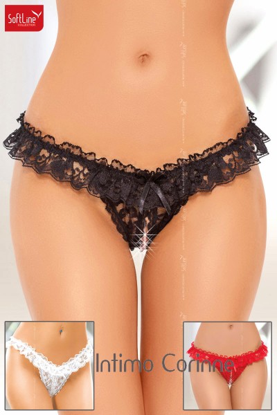 Softline - Tanga in pizzo con merletti e fiocchetto. Softline - Tanga in pizzo con merletti e fiocchetto.
