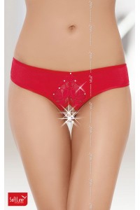 Tanga brasiliano aperto con strass. Rosso. Tanga brasiliano aperto con strass. Rosso.