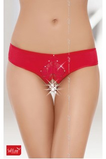 Tanga brasiliano aperto con strass. Rosso. Tanga brasiliano aperto con strass. Rosso.