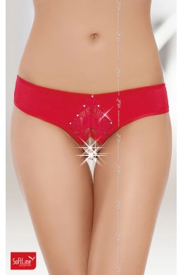 Tanga brasiliano aperto con strass. Rosso. Tanga brasiliano aperto con strass. Rosso.