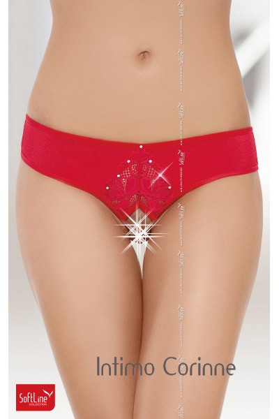Tanga brasiliano aperto con strass. Rosso. Tanga brasiliano aperto con strass. Rosso.