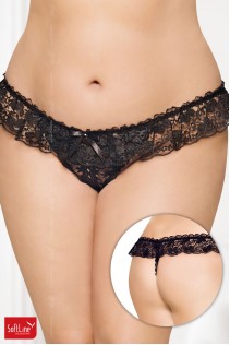Softline - Perizoma in pizzo con fiocco e strass. Nero Softline - Perizoma in pizzo con fiocco e strass. Nero