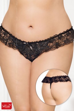 Softline - Perizoma in pizzo con fiocco e strass. Nero Softline - Perizoma in pizzo con fiocco e strass. Nero