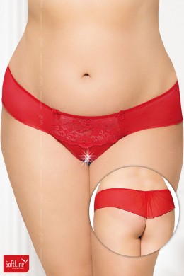 Tanga rosso con inserto in pizzo e fiocchetti Tanga rosso con inserto in pizzo e fiocchetti