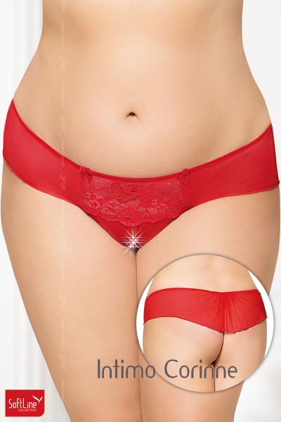 Tanga rosso con inserto in pizzo e fiocchetti Tanga rosso con inserto in pizzo e fiocchetti